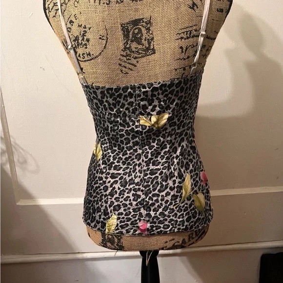 Express Design Studio Black and Pink leopard flower silk Camisole - Picture 2 of 4